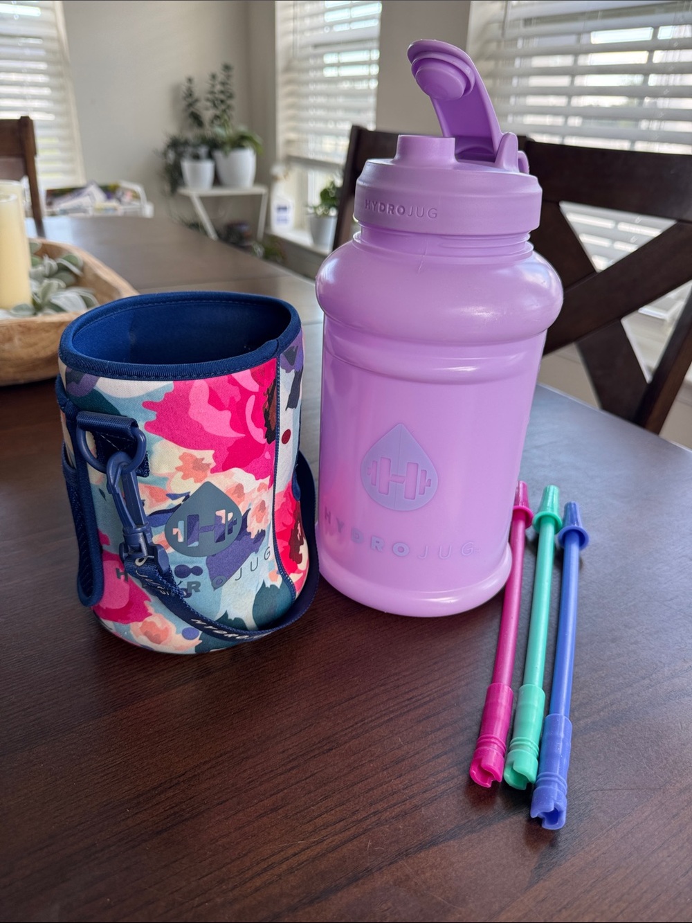 HydroJug Lavender Water Bottle with Floral Neoprene Carrier